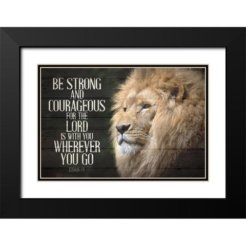 Be Strong Black Modern Wood Framed Art Print with Double Matting by Allen, Kimberly