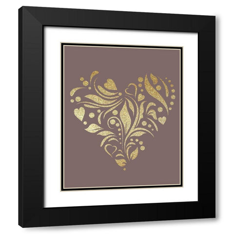 Heart Pattern Black Modern Wood Framed Art Print with Double Matting by Allen, Kimberly