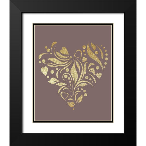 Heart Pattern Black Modern Wood Framed Art Print with Double Matting by Allen, Kimberly