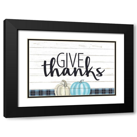 Give Thanks Black Modern Wood Framed Art Print with Double Matting by Allen, Kimberly