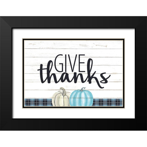 Give Thanks Black Modern Wood Framed Art Print with Double Matting by Allen, Kimberly