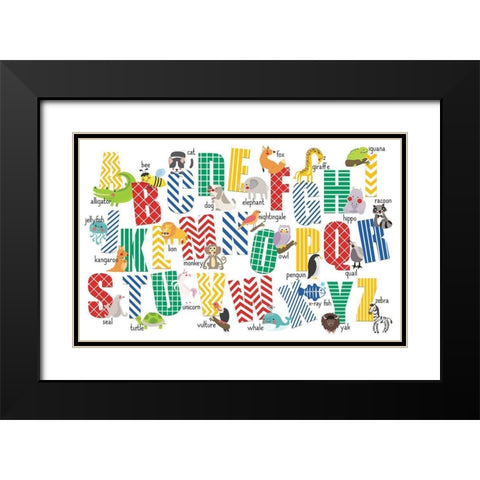 ABCs Animals Black Modern Wood Framed Art Print with Double Matting by Allen, Kimberly