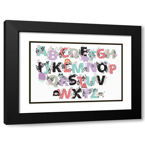 Floral Alphabet Black Modern Wood Framed Art Print with Double Matting by Allen, Kimberly