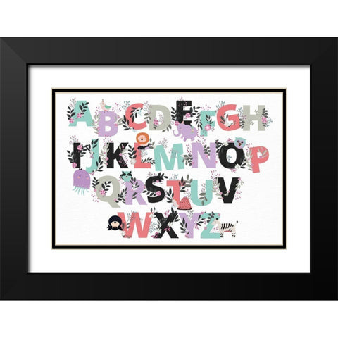 Floral Alphabet Black Modern Wood Framed Art Print with Double Matting by Allen, Kimberly