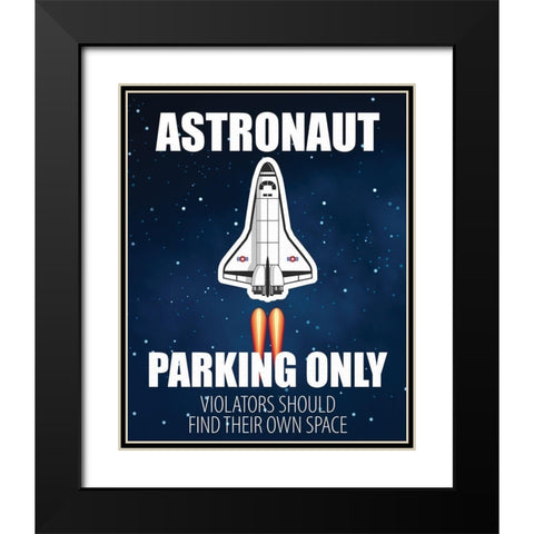 Astronaut Parking Black Modern Wood Framed Art Print with Double Matting by Allen, Kimberly