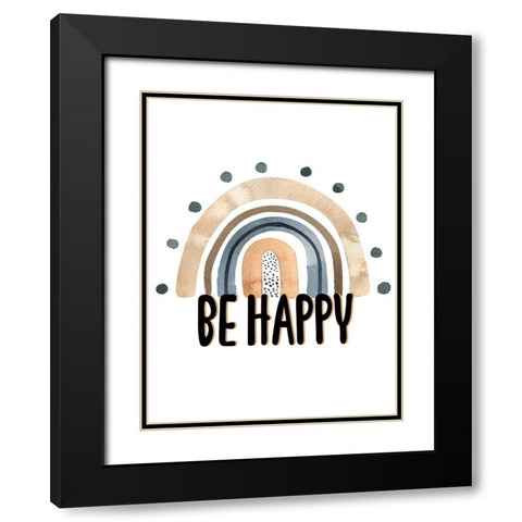 Be Happy Rainbow V2 Black Modern Wood Framed Art Print with Double Matting by Allen, Kimberly
