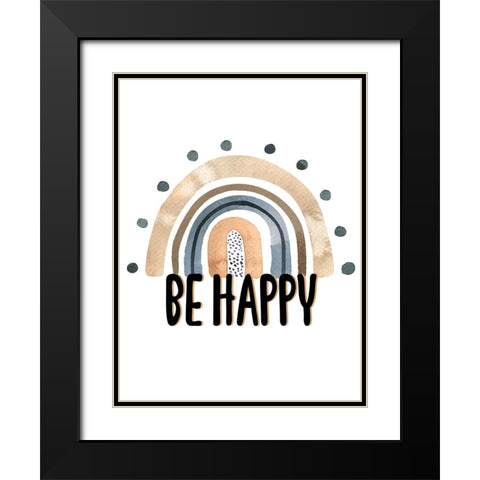 Be Happy Rainbow V2 Black Modern Wood Framed Art Print with Double Matting by Allen, Kimberly