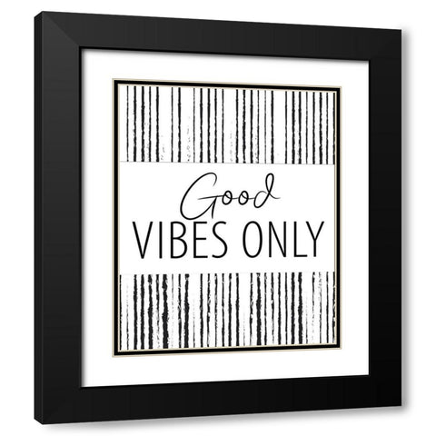 Good Vibes Stripes Black Modern Wood Framed Art Print with Double Matting by Allen, Kimberly