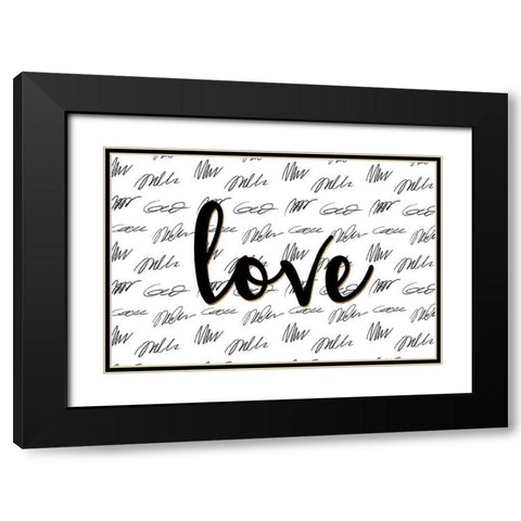 Love Scribbles Black Modern Wood Framed Art Print with Double Matting by Allen, Kimberly