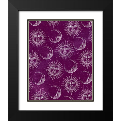 Sun Moon Pattern Pink Black Modern Wood Framed Art Print with Double Matting by Allen, Kimberly