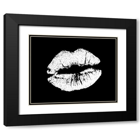 White Lips Black Modern Wood Framed Art Print with Double Matting by Allen, Kimberly