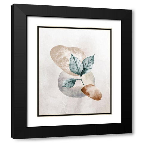Stone Leaf 1 Black Modern Wood Framed Art Print with Double Matting by Allen, Kimberly