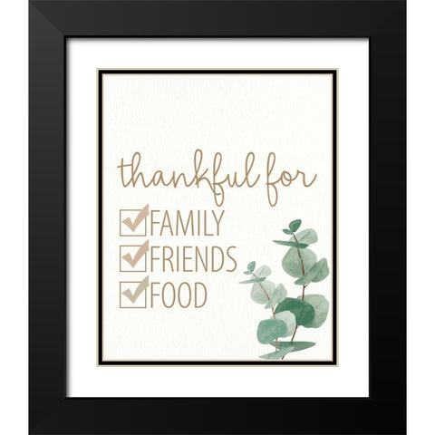 Thankful For Black Modern Wood Framed Art Print with Double Matting by Allen, Kimberly
