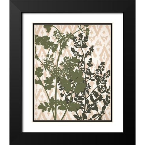 Ikat Botanical 1 Black Modern Wood Framed Art Print with Double Matting by Allen, Kimberly