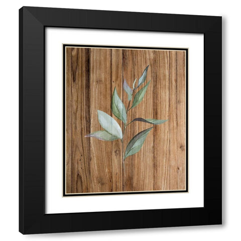 Leaf Wood 1 Black Modern Wood Framed Art Print with Double Matting by Allen, Kimberly