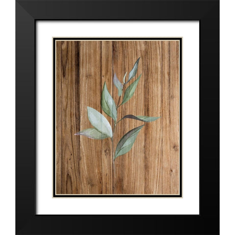 Leaf Wood 1 Black Modern Wood Framed Art Print with Double Matting by Allen, Kimberly