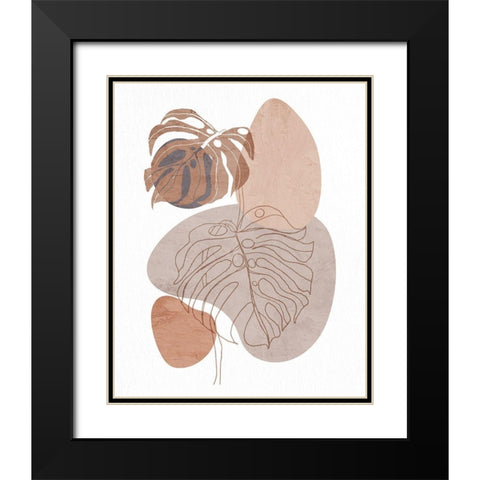 Sand Leaves 1 Black Modern Wood Framed Art Print with Double Matting by Allen, Kimberly