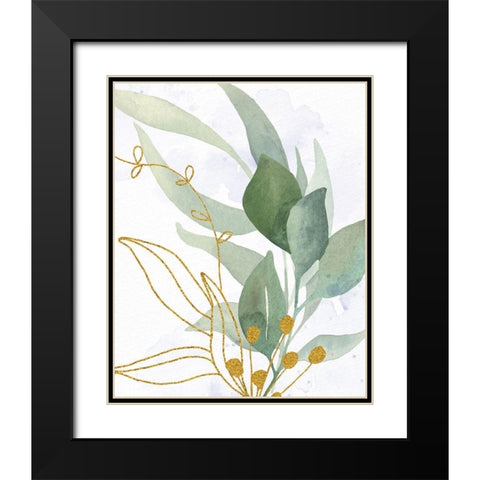 Greens 1 Gold Black Modern Wood Framed Art Print with Double Matting by Allen, Kimberly