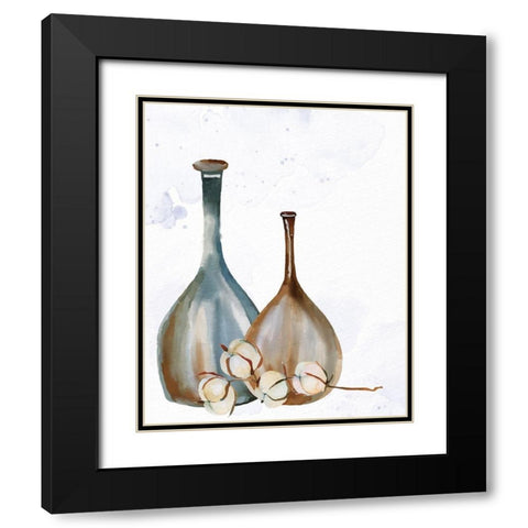 Cotton Vase 1 Black Modern Wood Framed Art Print with Double Matting by Allen, Kimberly