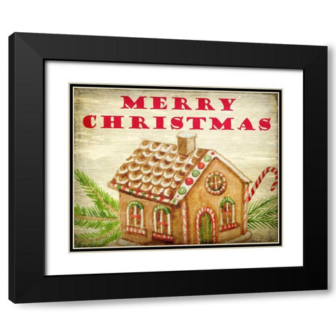 Gingerbread House Christmas Black Modern Wood Framed Art Print with Double Matting by Allen, Kimberly