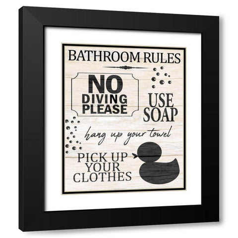 Bath Rules 1 Black Modern Wood Framed Art Print with Double Matting by Allen, Kimberly