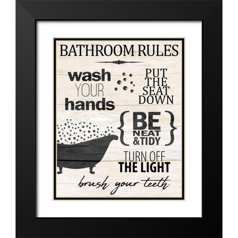 Bath Rules 2 Black Modern Wood Framed Art Print with Double Matting by Allen, Kimberly