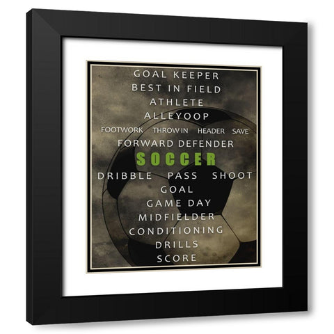 Soccer Black Modern Wood Framed Art Print with Double Matting by Allen, Kimberly