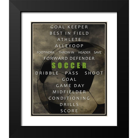 Soccer Black Modern Wood Framed Art Print with Double Matting by Allen, Kimberly