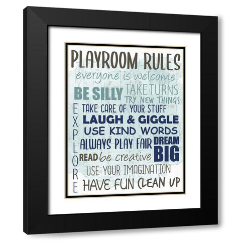 Playroom Rules Forest Black Modern Wood Framed Art Print with Double Matting by Allen, Kimberly
