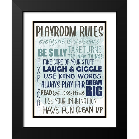 Playroom Rules Forest Black Modern Wood Framed Art Print with Double Matting by Allen, Kimberly