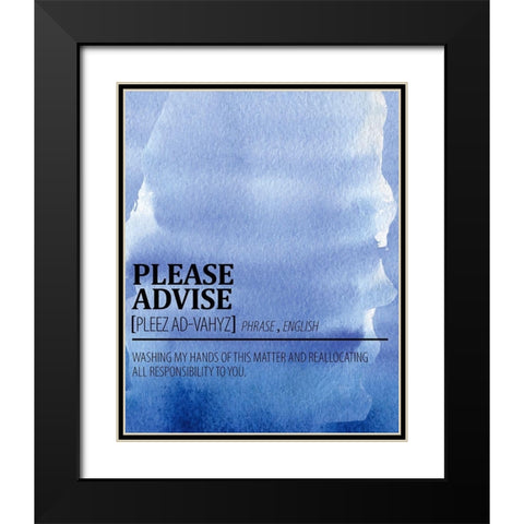 Please Advise Watercolor Blue Black Modern Wood Framed Art Print with Double Matting by Allen, Kimberly
