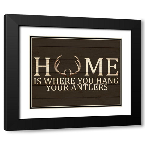 Home Antlers Black Modern Wood Framed Art Print with Double Matting by Allen, Kimberly