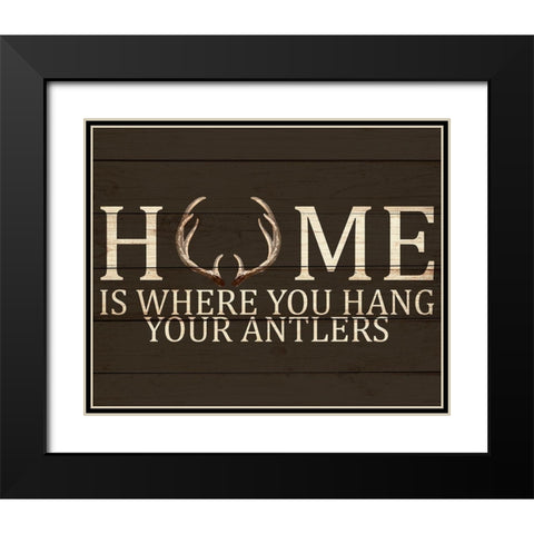 Home Antlers Black Modern Wood Framed Art Print with Double Matting by Allen, Kimberly