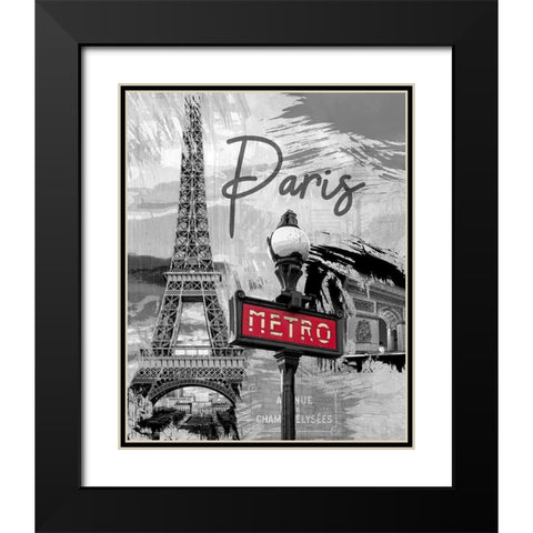 Paris Metro Black Modern Wood Framed Art Print with Double Matting by Allen, Kimberly