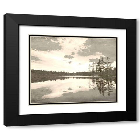Sepia Lakefront Black Modern Wood Framed Art Print with Double Matting by Allen, Kimberly
