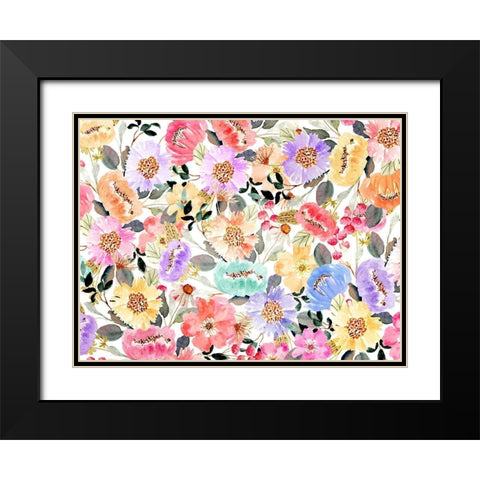 Family Floral 2 V2 Black Modern Wood Framed Art Print with Double Matting by Allen, Kimberly