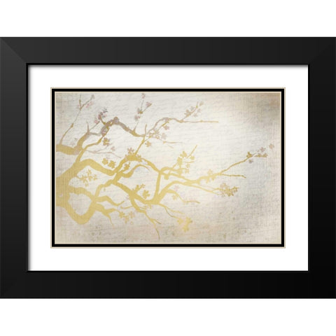 Cherry Blossom Branch Black Modern Wood Framed Art Print with Double Matting by Allen, Kimberly