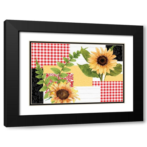 Sunflower Plaid 6 Black Modern Wood Framed Art Print with Double Matting by Allen, Kimberly