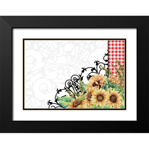 Sunflower Plaid 7 Black Modern Wood Framed Art Print with Double Matting by Allen, Kimberly