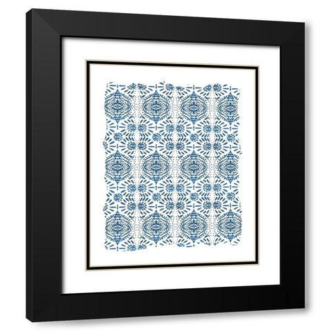 Ikat Blue 1 Black Modern Wood Framed Art Print with Double Matting by Allen, Kimberly