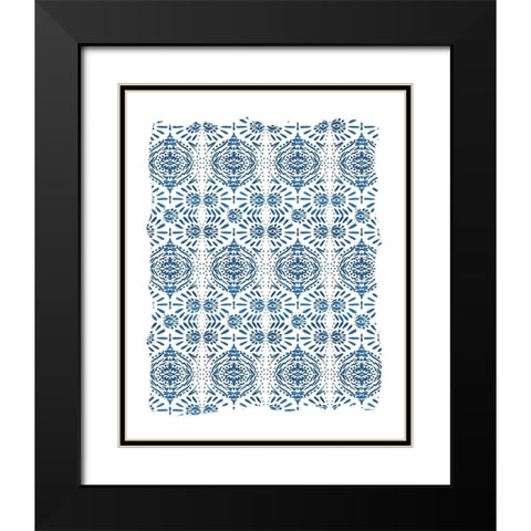 Ikat Blue 1 Black Modern Wood Framed Art Print with Double Matting by Allen, Kimberly