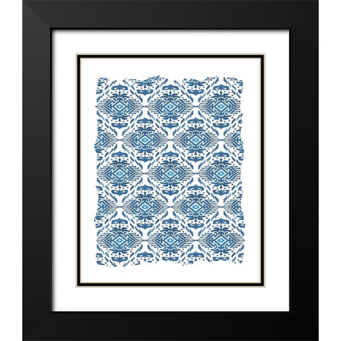 Ikat Blue 2 Black Modern Wood Framed Art Print with Double Matting by Allen, Kimberly