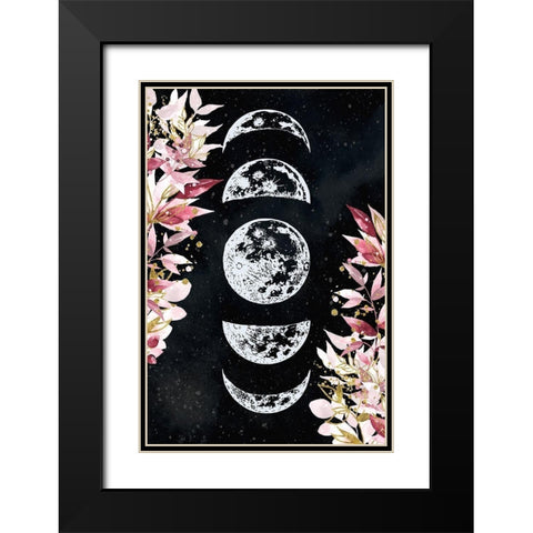 Moon Phases Black Modern Wood Framed Art Print with Double Matting by Allen, Kimberly