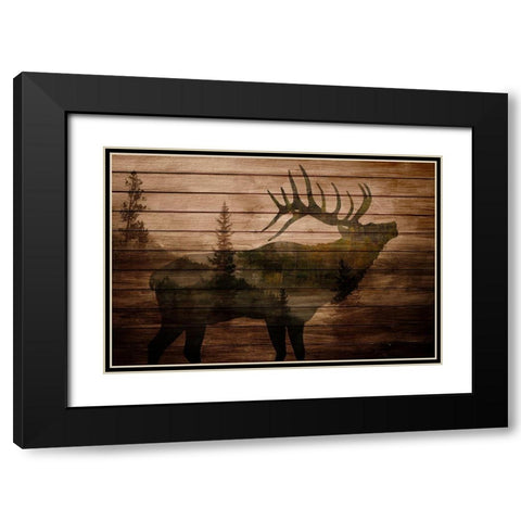 Elk Woods Black Modern Wood Framed Art Print with Double Matting by Allen, Kimberly