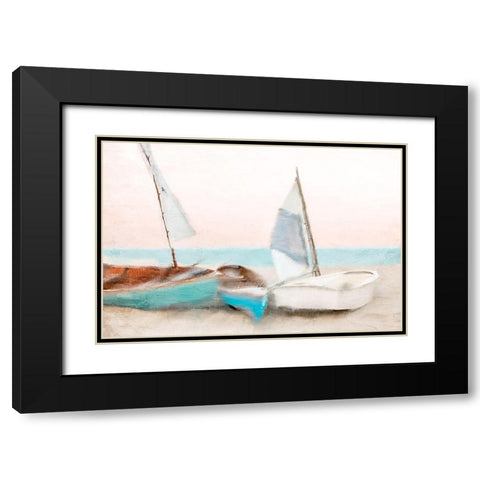 Shore Boats Black Modern Wood Framed Art Print with Double Matting by Allen, Kimberly