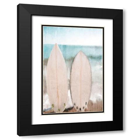 White Surfboards Black Modern Wood Framed Art Print with Double Matting by Allen, Kimberly