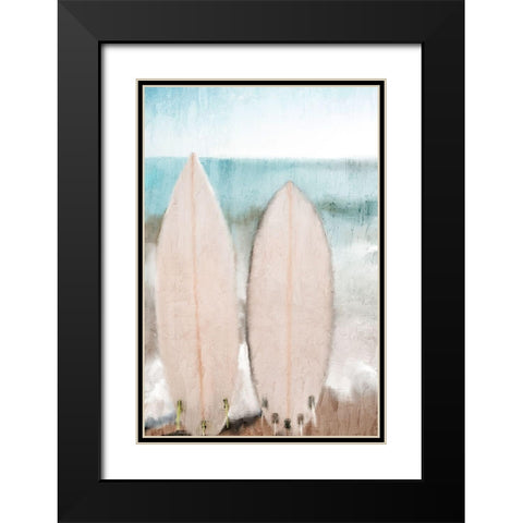White Surfboards Black Modern Wood Framed Art Print with Double Matting by Allen, Kimberly