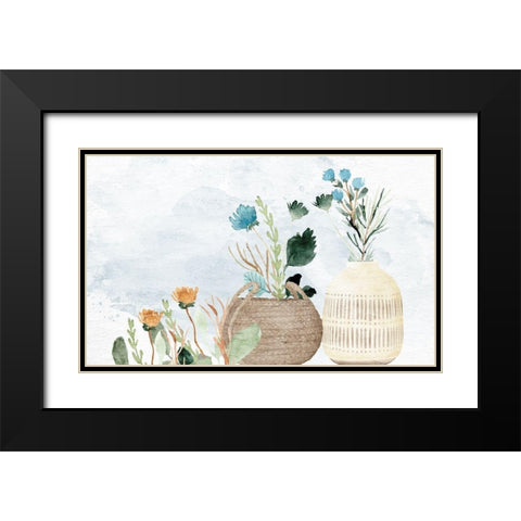 Flower Vases 2 Black Modern Wood Framed Art Print with Double Matting by Allen, Kimberly