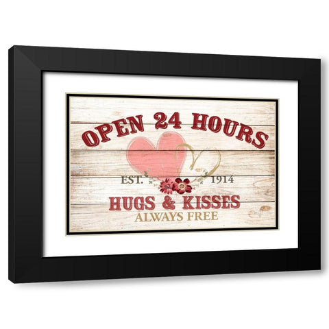 Open 24 Hours Black Modern Wood Framed Art Print with Double Matting by Allen, Kimberly