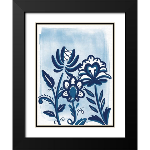 Folk Flower 2 Black Modern Wood Framed Art Print with Double Matting by Allen, Kimberly